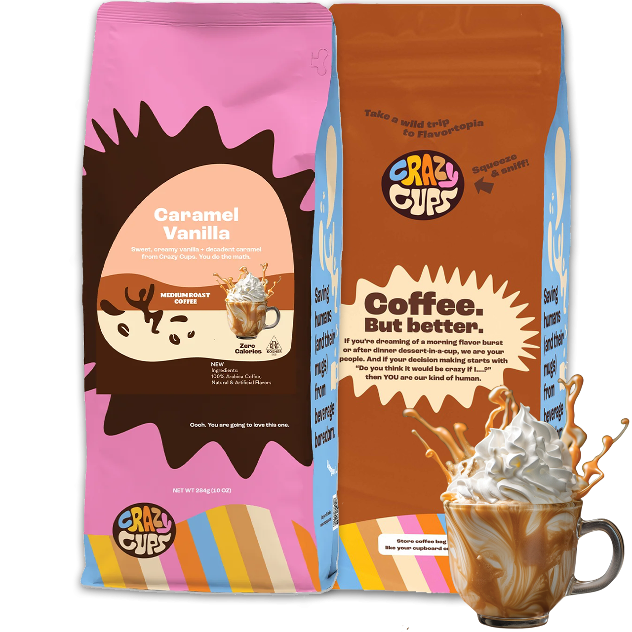 Caramel Vanilla Ground Coffee | Crazy Cups