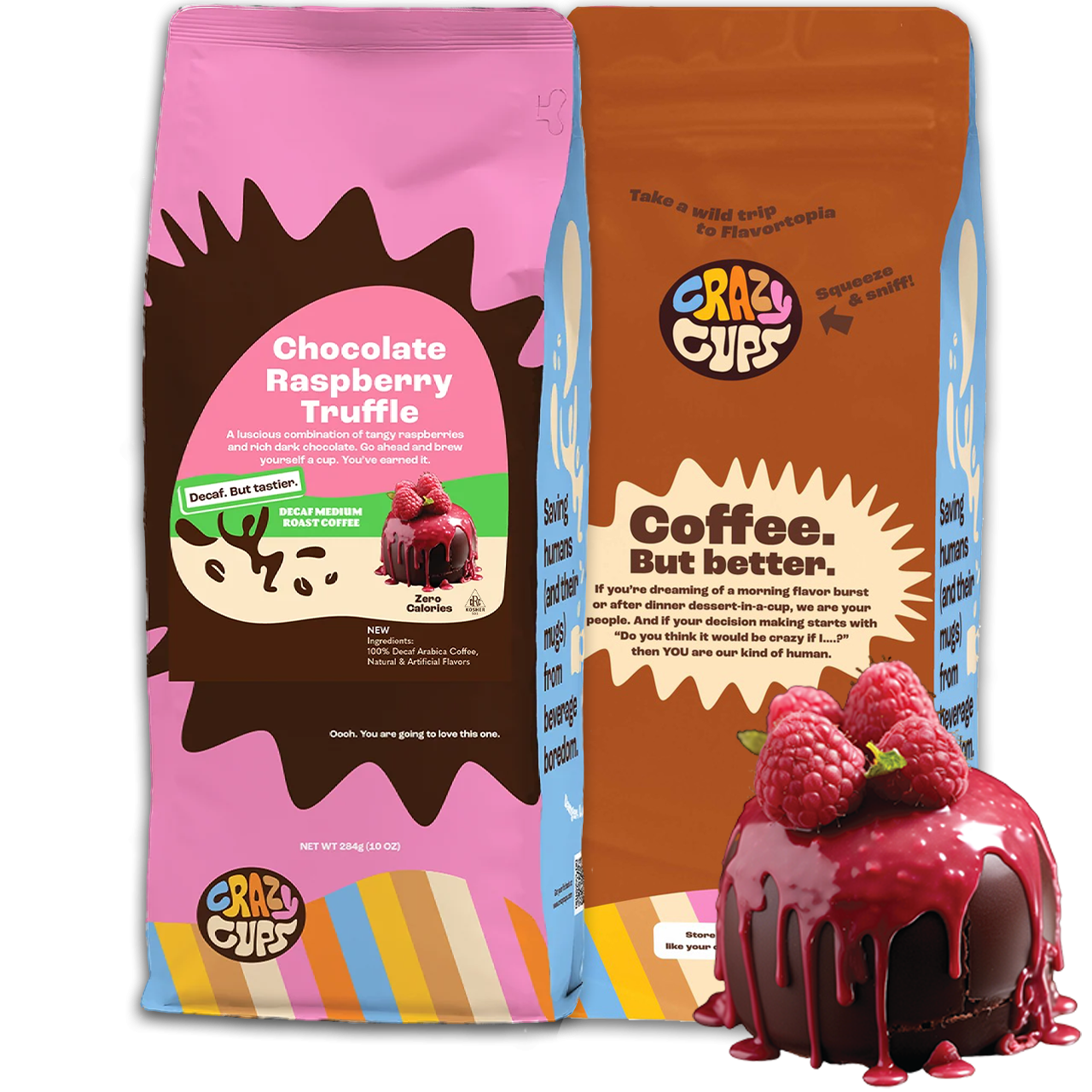 Decaf Chocolate Raspberry Truffle Ground – Crazy Cups