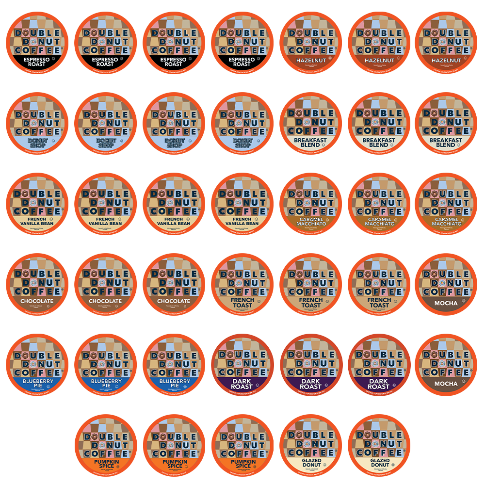 Double Donut Flavored Coffee Variety Sampler 72 Cup Bulk - Crazy Cups