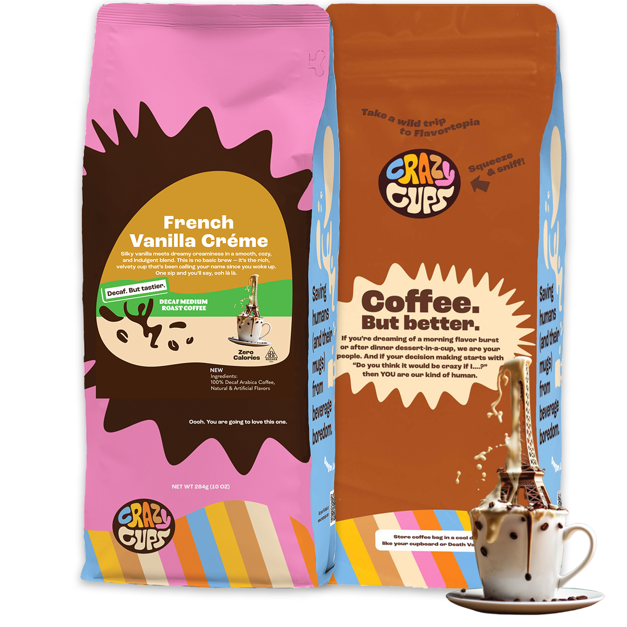 Decaf French Vanilla Crème Flavored Ground Coffee – Crazy Cups