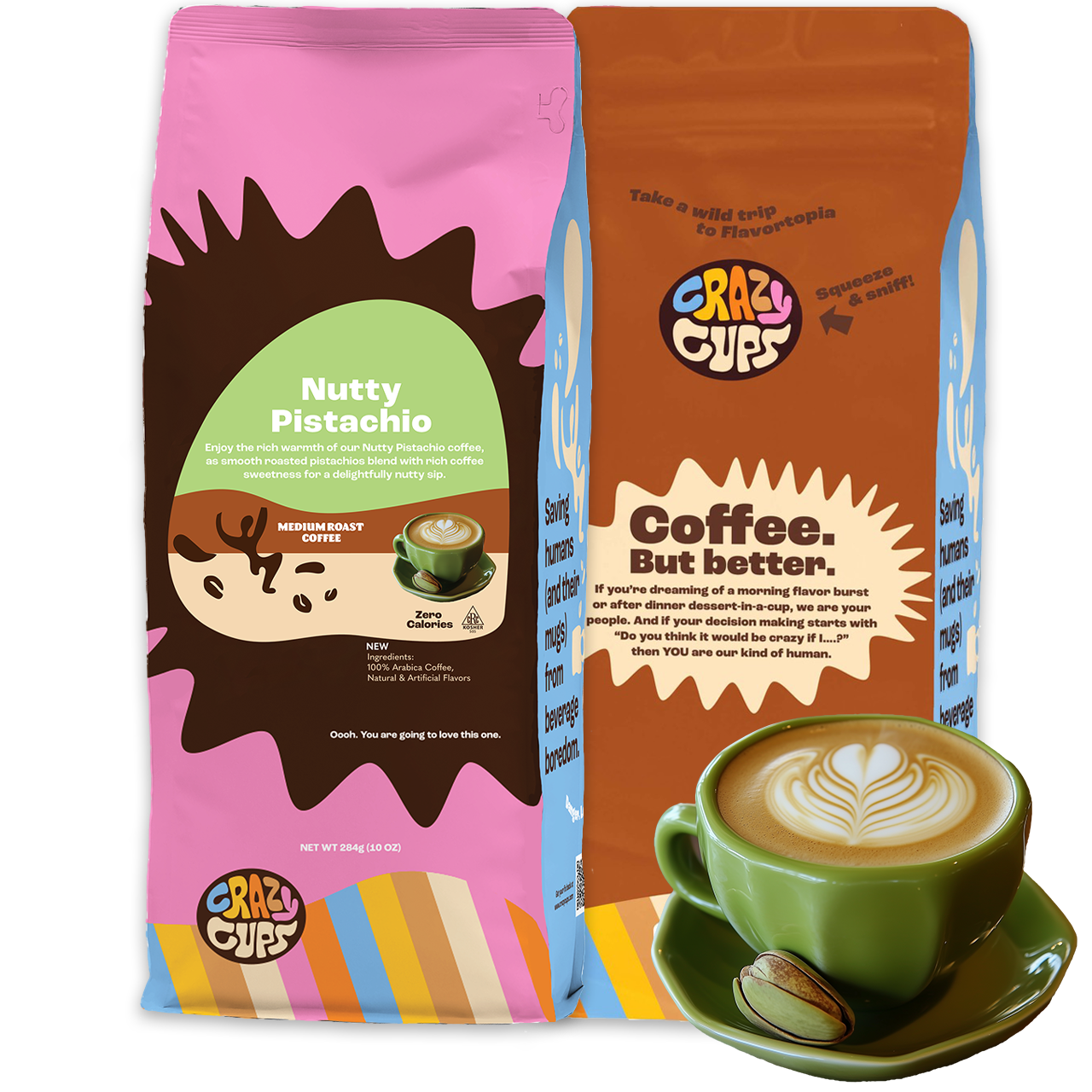 Nutty Pistachio Flavored Ground Coffee – Crazy Cups