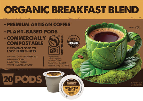 EkoCups Organic Breakfast Blend Compostable Coffee Pods