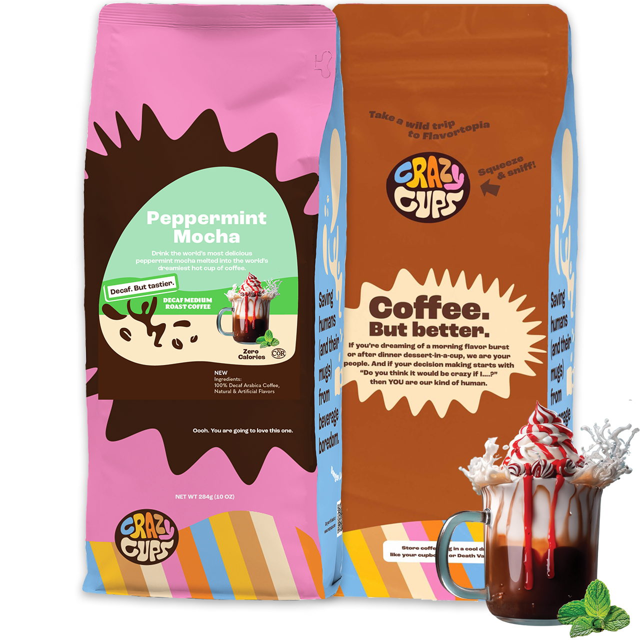 Decaf Peppermint Mocha Ground – Crazy Cups