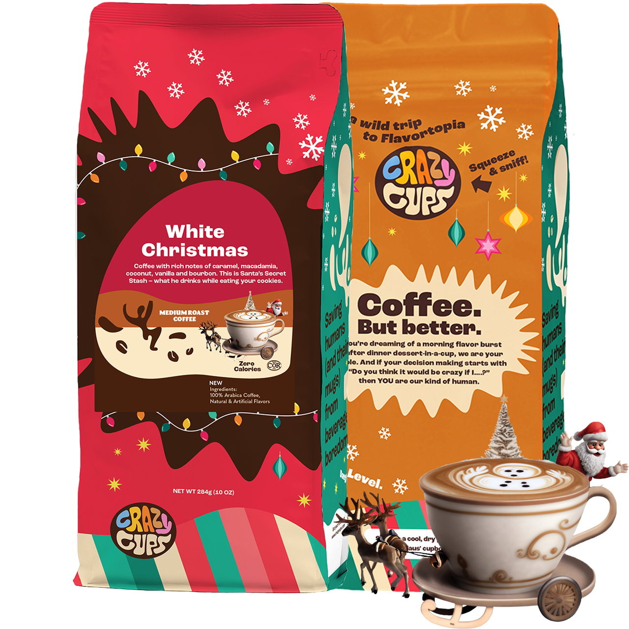 White Christmas Flavored Ground Coffee – Crazy Cups White Christmas Flavored Ground Coffee – Crazy Cups