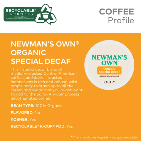 Newman's Own® Decaf Organic Special Coffee Pods