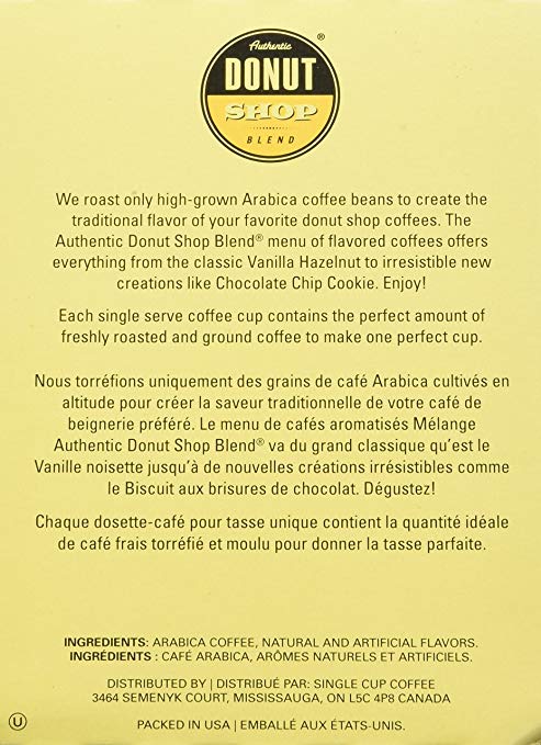 Authentic Donut Shop Vanilla Hazelnut Decaf Coffee Pods K Cups