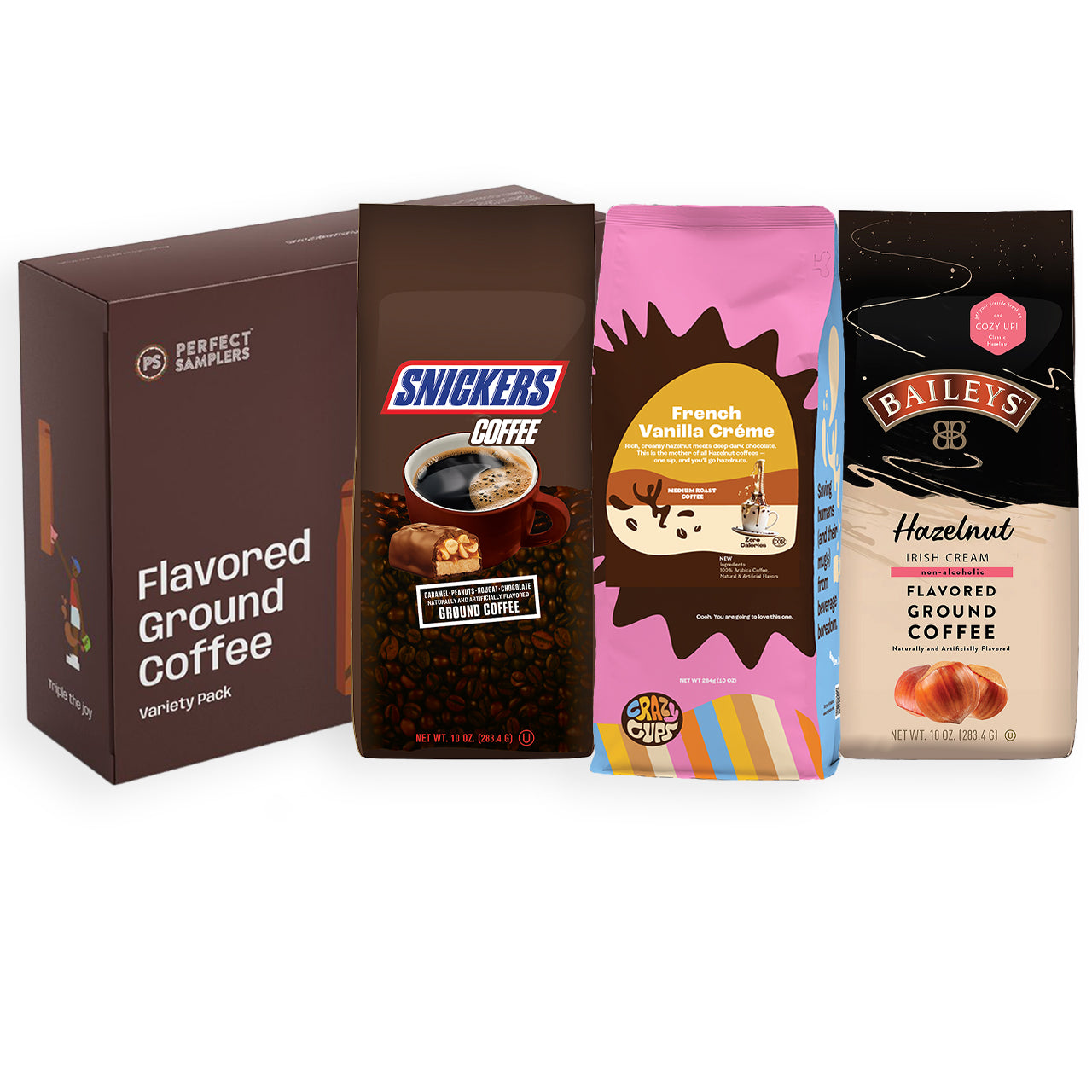 Perfect Samplers Flavored Ground Coffee Variety Pack, Snickers