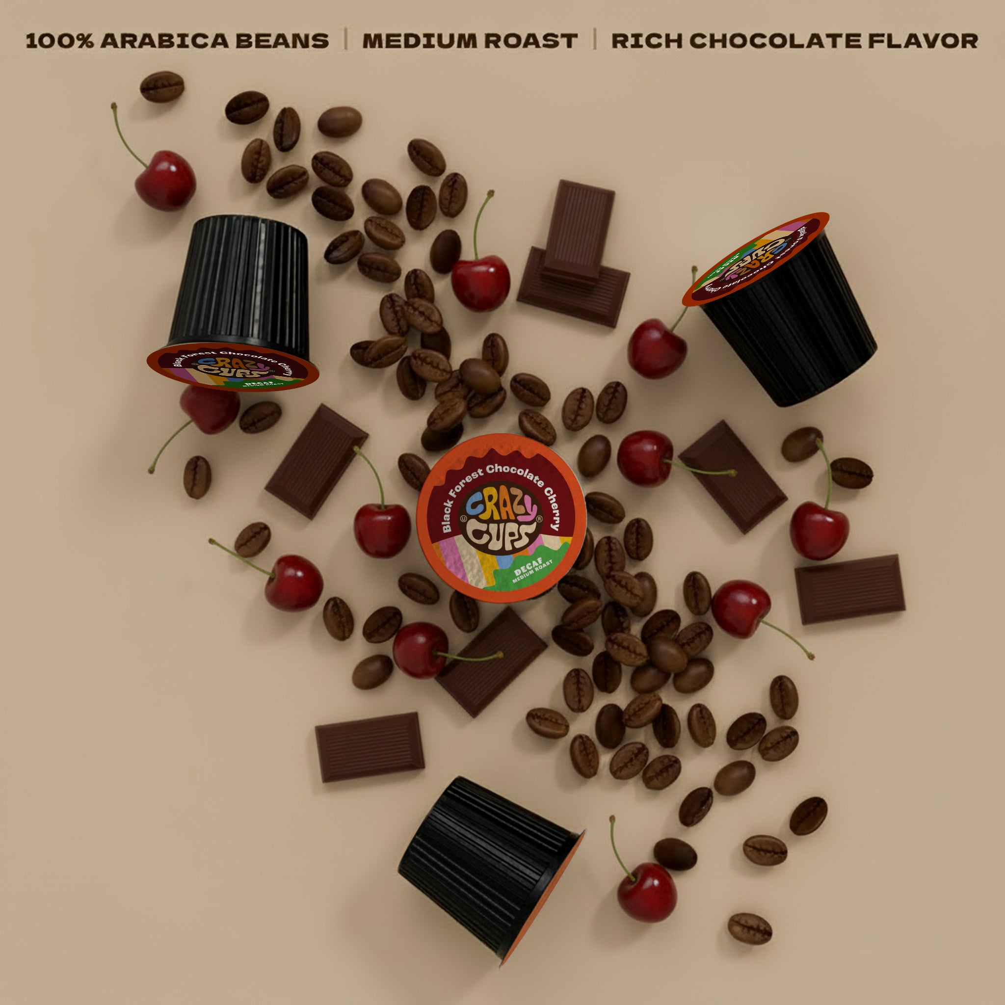 Decaf Black Forest Chocolate Cherry Flavored Coffee Pods – Crazy Cups