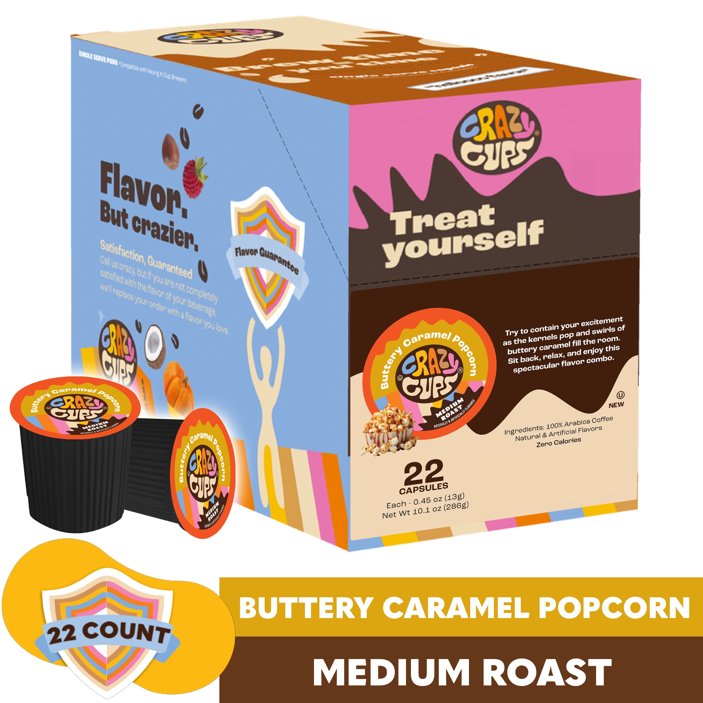 Buttery Caramel Popcorn Flavored Coffee Pods | Crazy Cups
