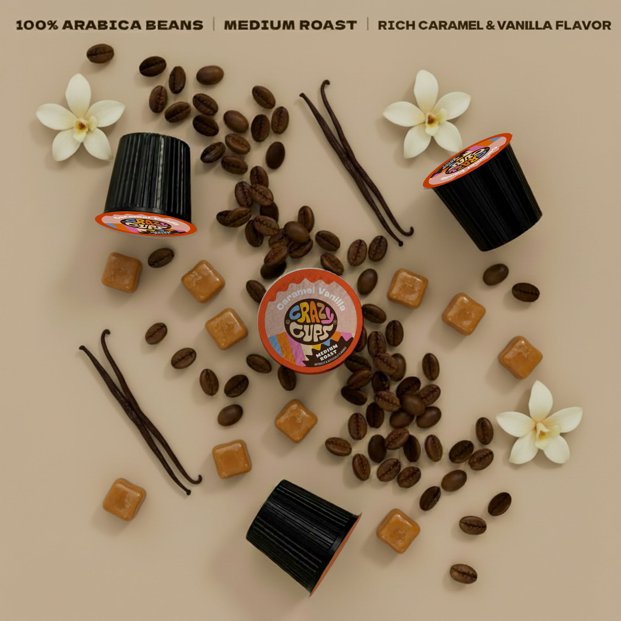 Caramel Vanilla Coffee Pods for Keurig K Cups Brewers | Crazy Cups