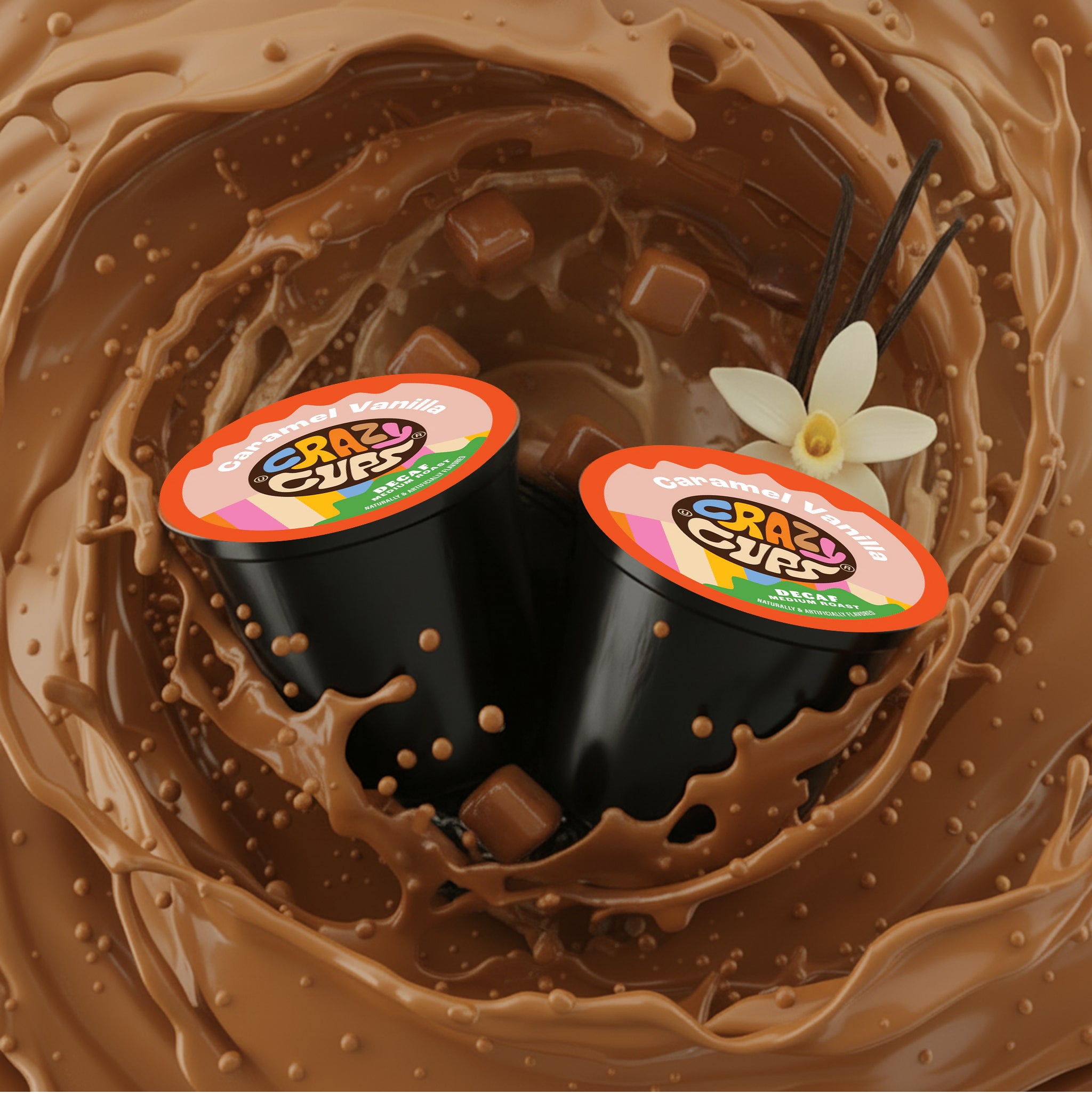 Decaf Caramel Vanilla Coffee Pods for Keurig K Cups Brewers