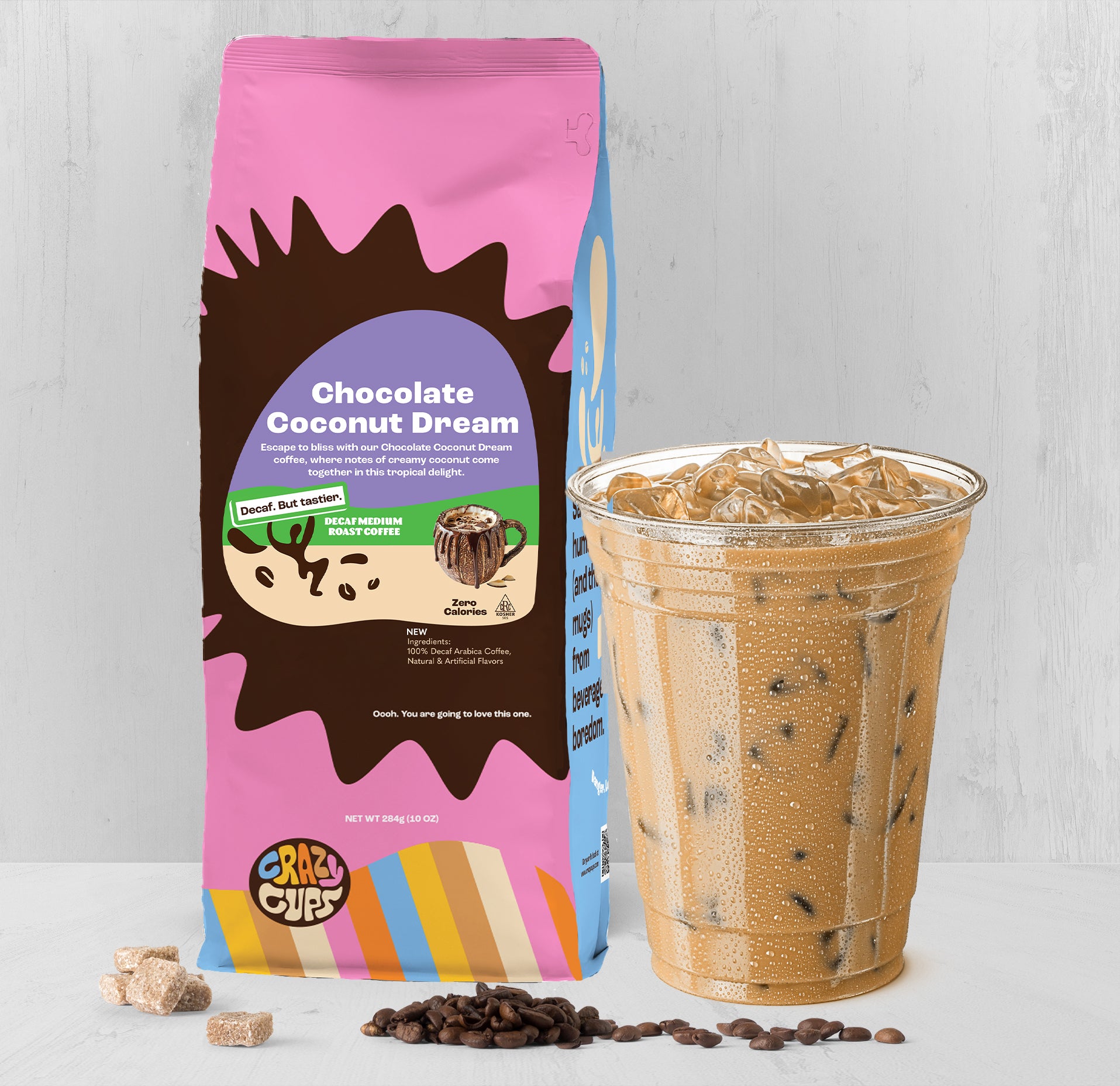 Decaf Chocolate Coconut Dream Flavored Ground Coffee – Crazy Cups