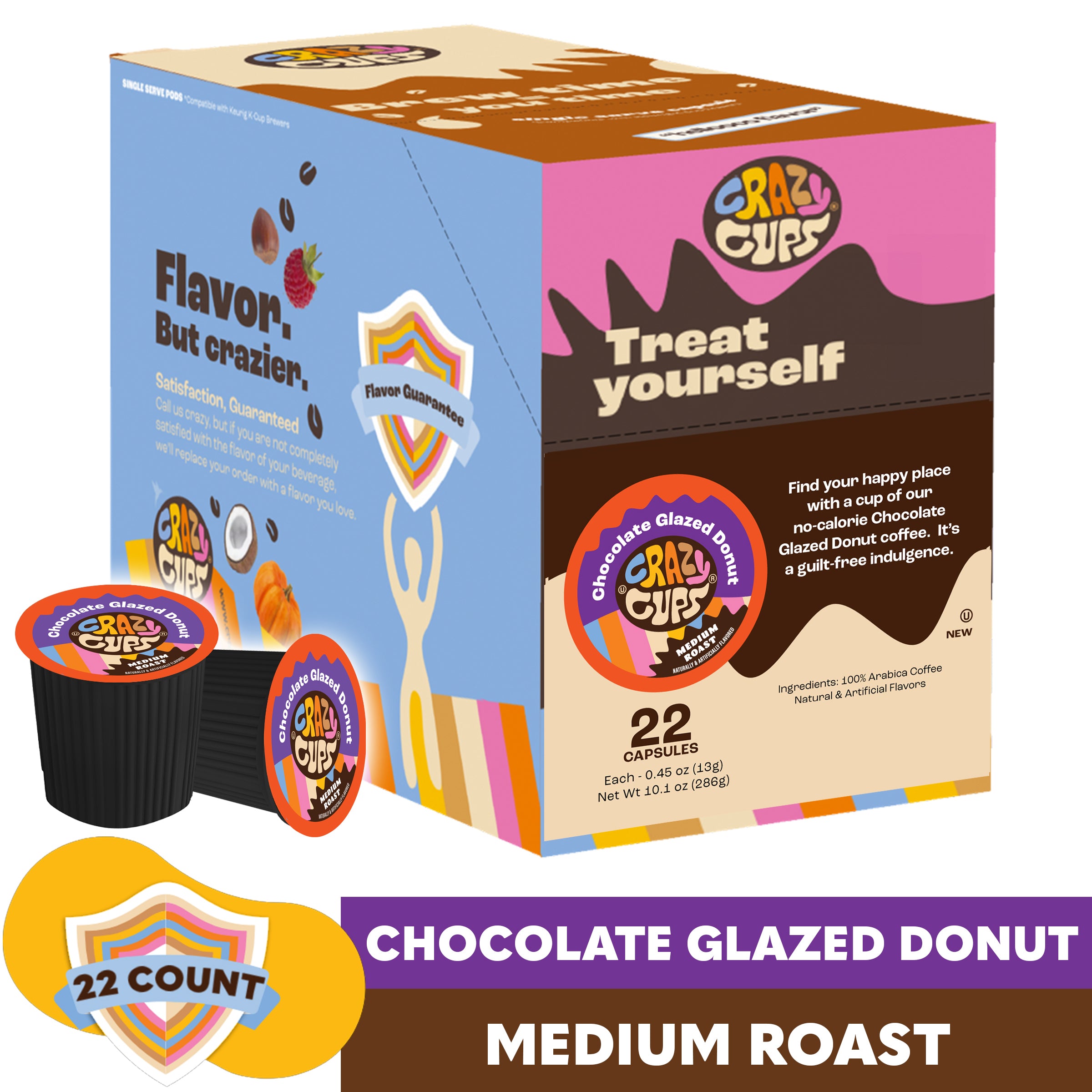 Chocolate Glazed Donut Coffee Pods for Keurig K Cups Brewers