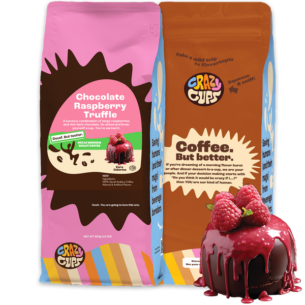 Decaf Chocolate Raspberry Truffle Ground – Crazy Cups