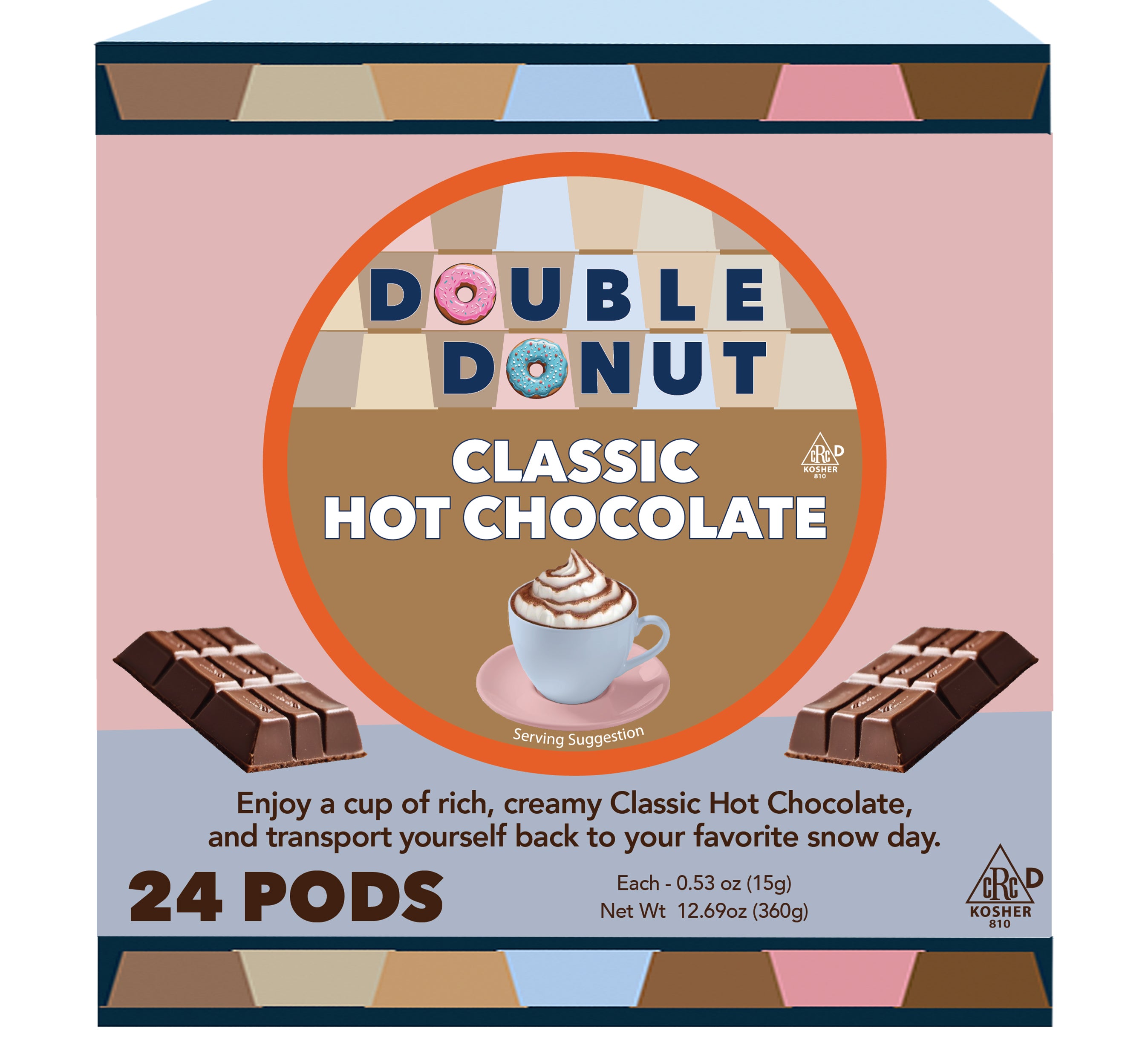 Double Donut Classic Hot Chocolate Coffee Pods for Keurig K Cups