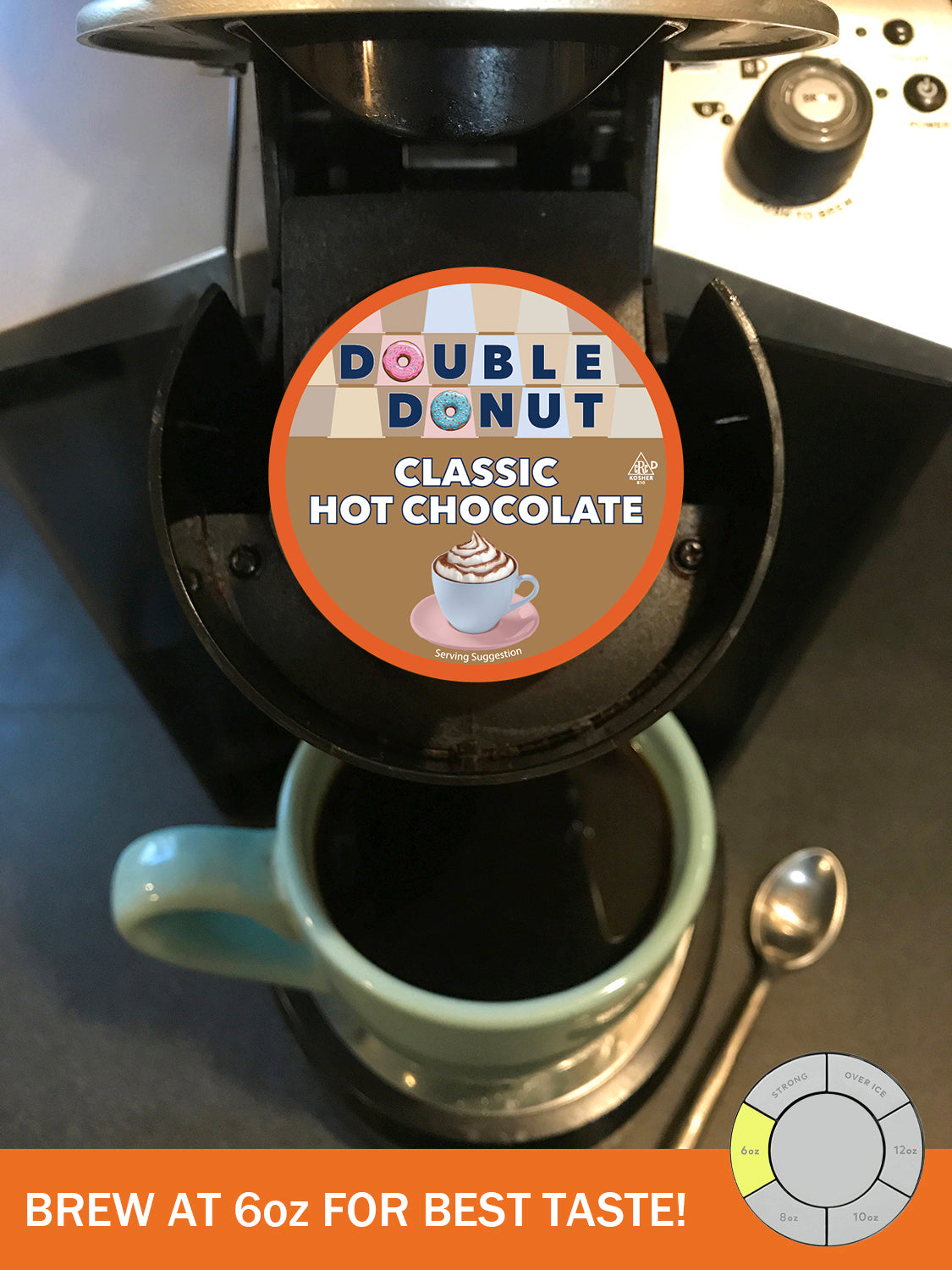 Double Donut Classic Hot Chocolate Coffee Pods for Keurig K Cups