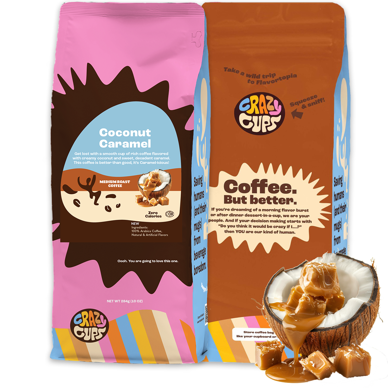 Coconut Caramel Flavored Ground Coffee – Crazy Cups