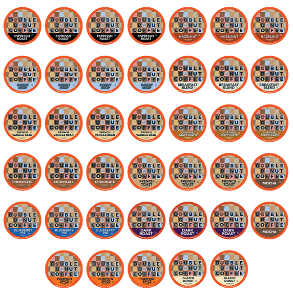 Double Donut Flavored Coffee Variety Sampler 72 Cup Bulk - Crazy Cups