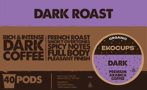 Dark Roast Organic Fair Trade Coffee Pods