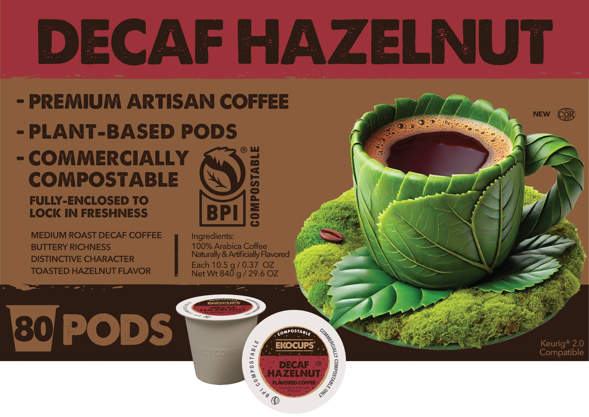 EkoCups Decaf Hazelnut Compostable Coffee Pods – Crazy Cups
