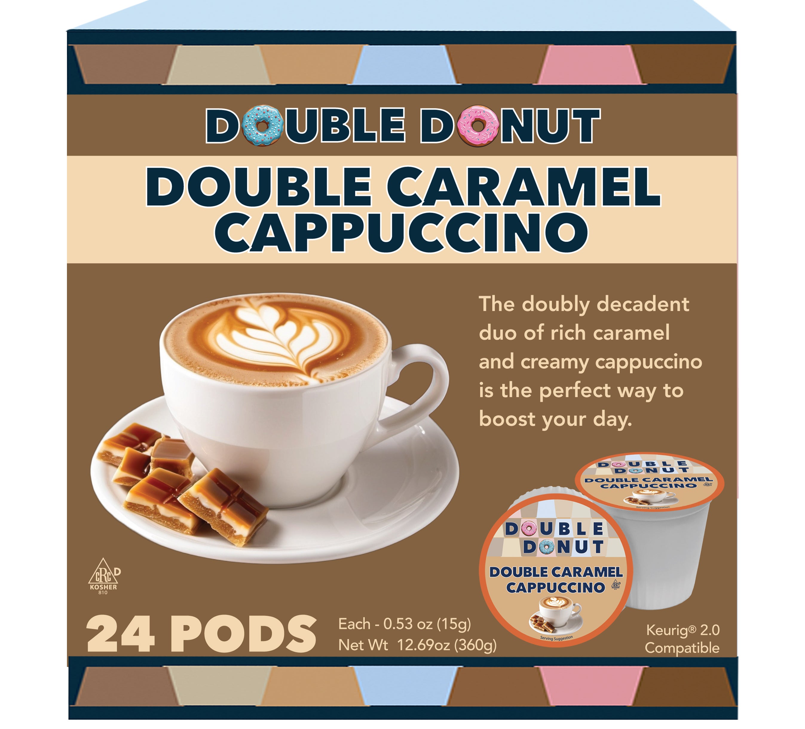 Double Donut Double Caramel Cappuccino Coffee Pods for Keurig K