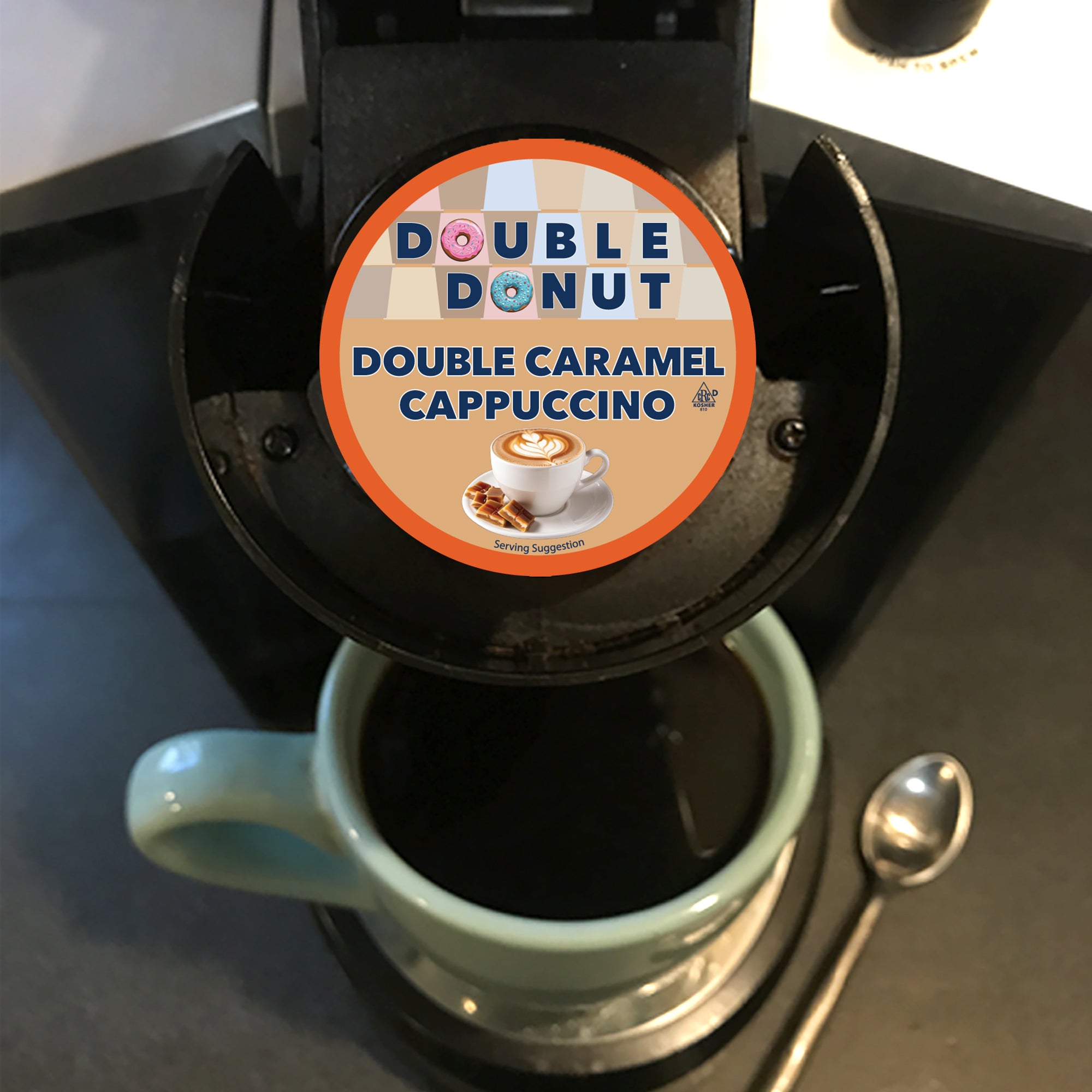 Double Donut Double Caramel Cappuccino Coffee Pods for Keurig K Double Donut Double Caramel Cappuccino Coffee Pods for Keurig K