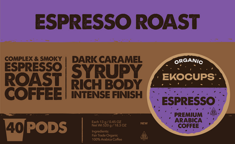 Espresso Roast Organic Fair Trade Coffee Pods