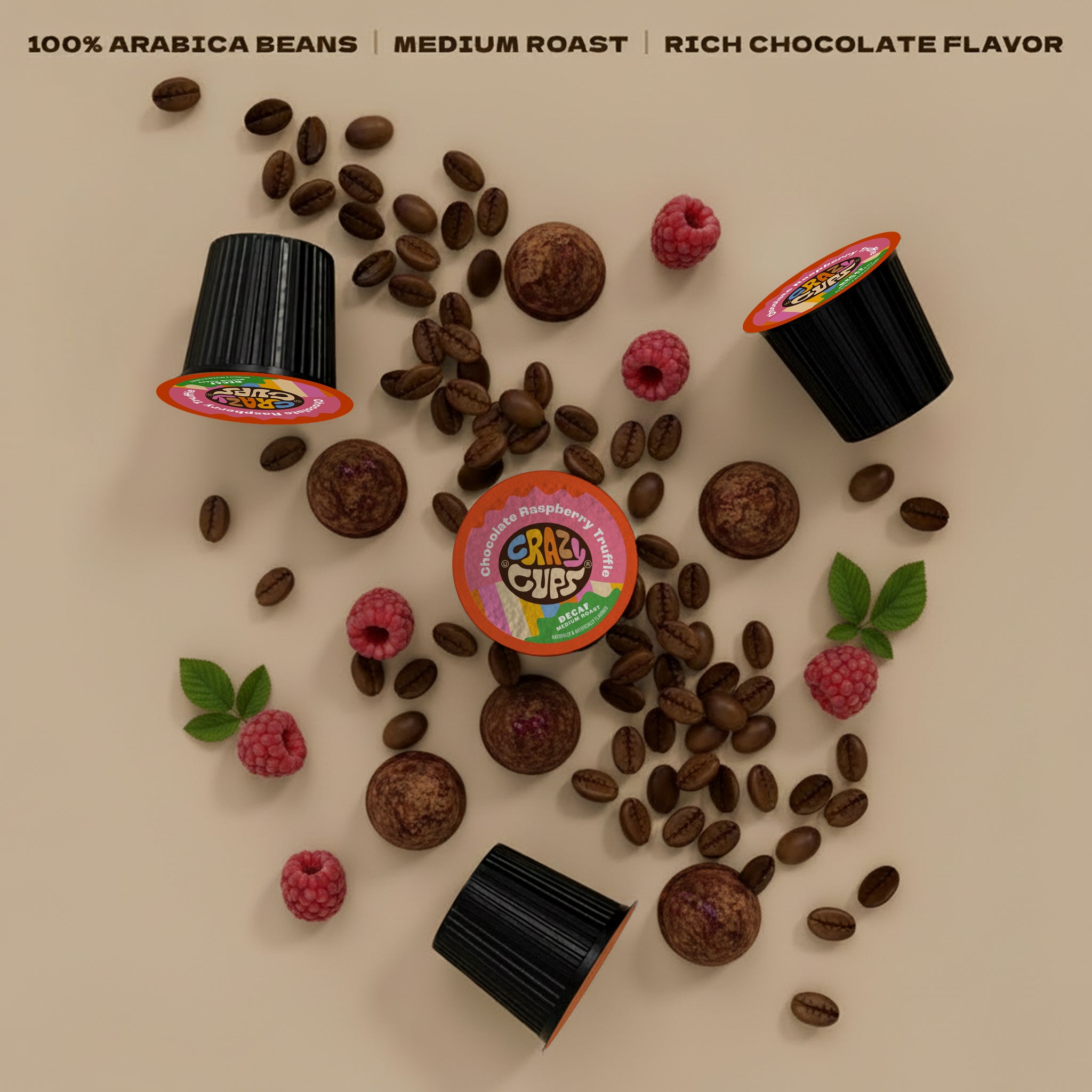 Decaf Chocolate Raspberry Truffle Coffee | Crazy Cups