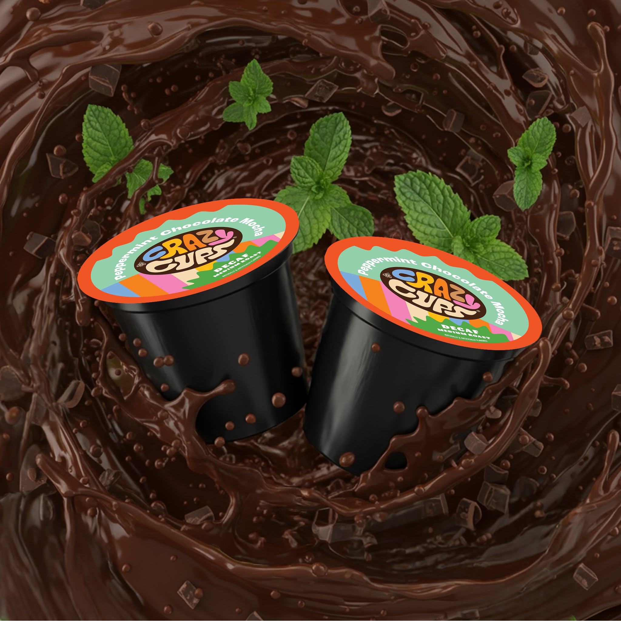 Decaf Peppermint Chocolate Mocha Coffee Pods | Crazy Cups