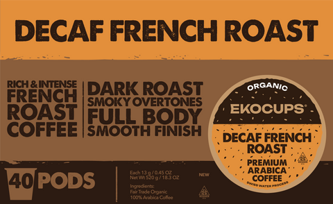 Decaf French Roast Organic Coffee Pods