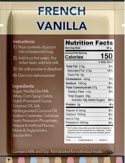 French Vanilla Hot Chocolate Mix Packets