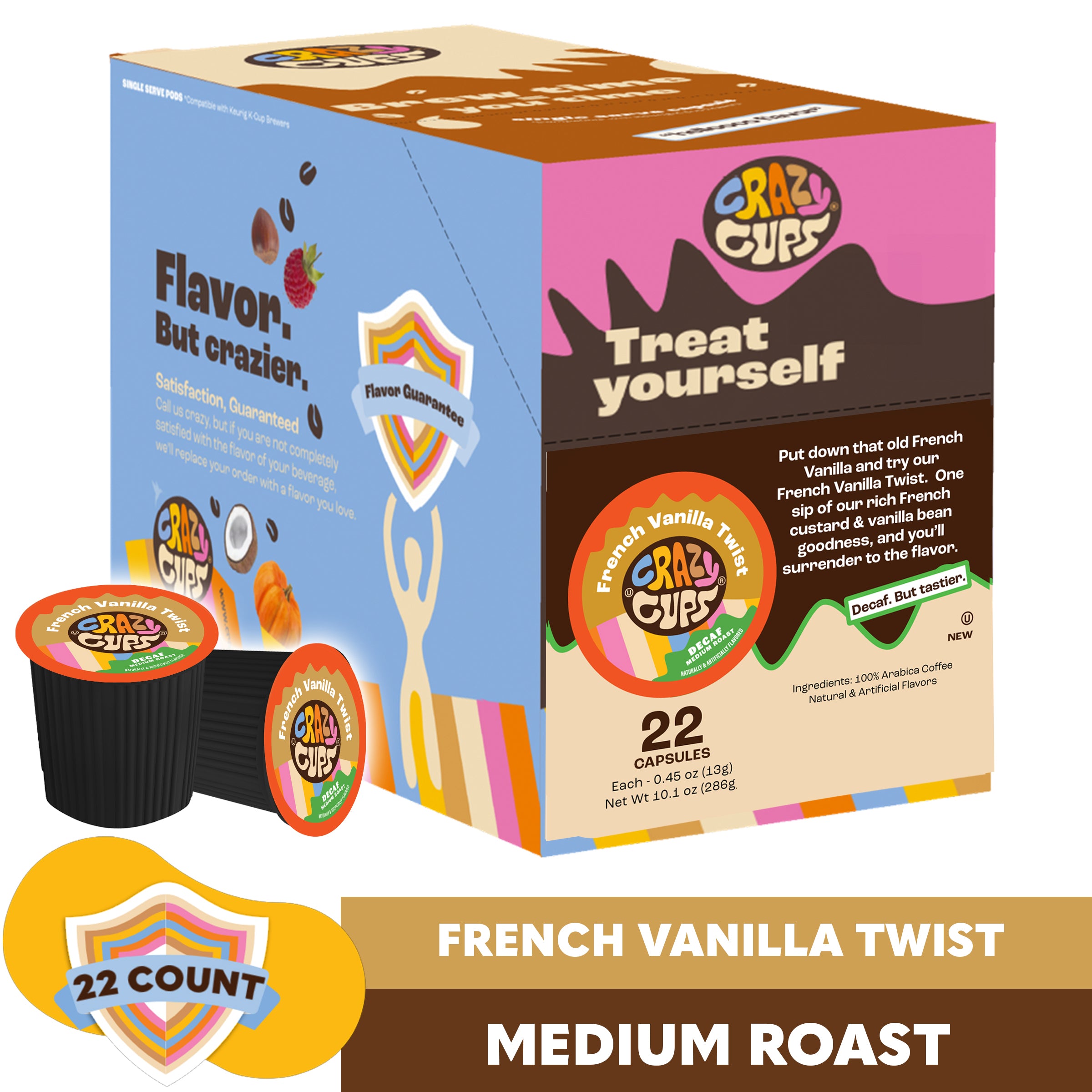 French Vanilla Twist Decaf Flavored Coffee - Crazy Cups