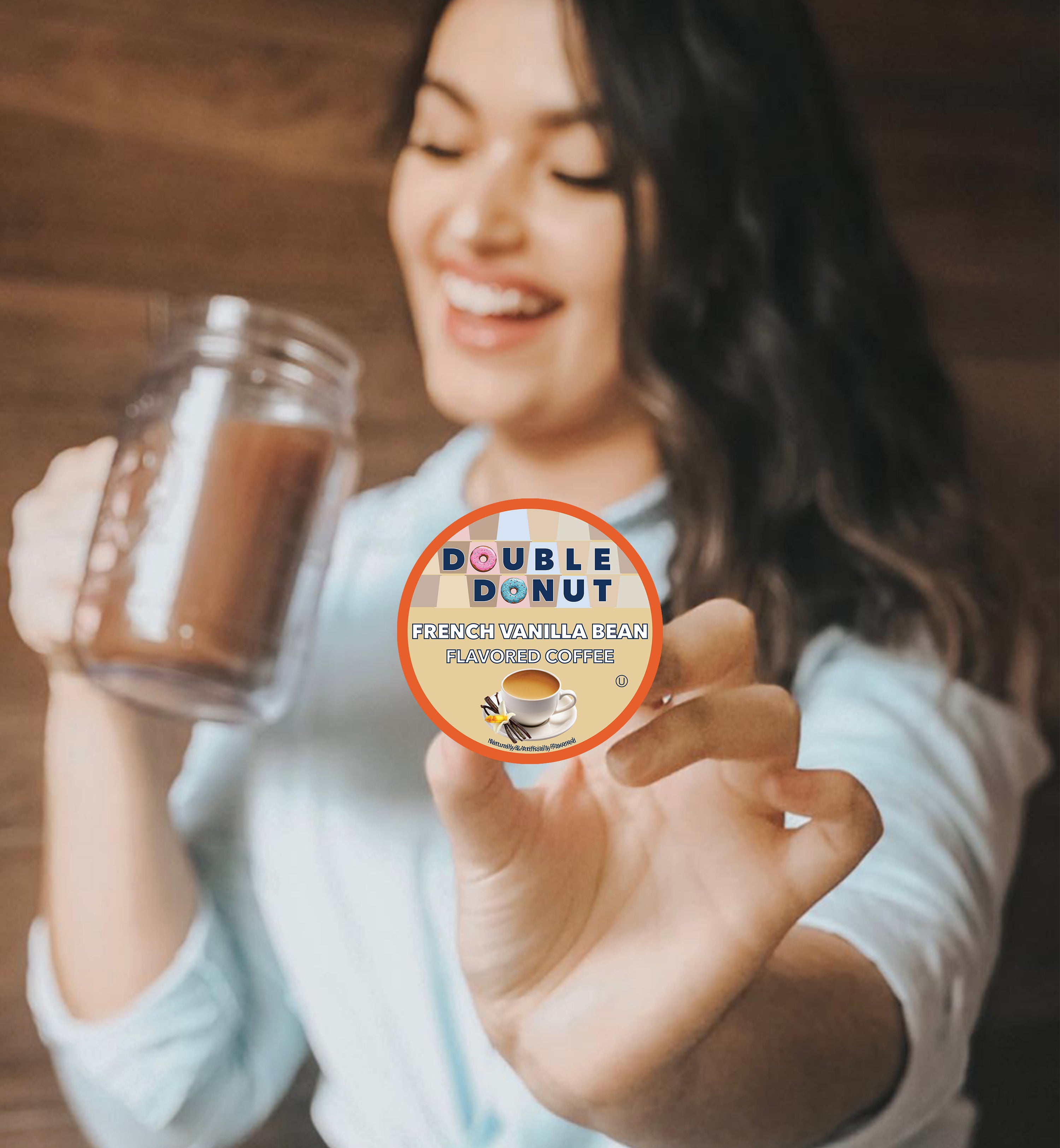 Double Donut Vanilla Bean Flavored Coffee Coffee Pods for Keurig K