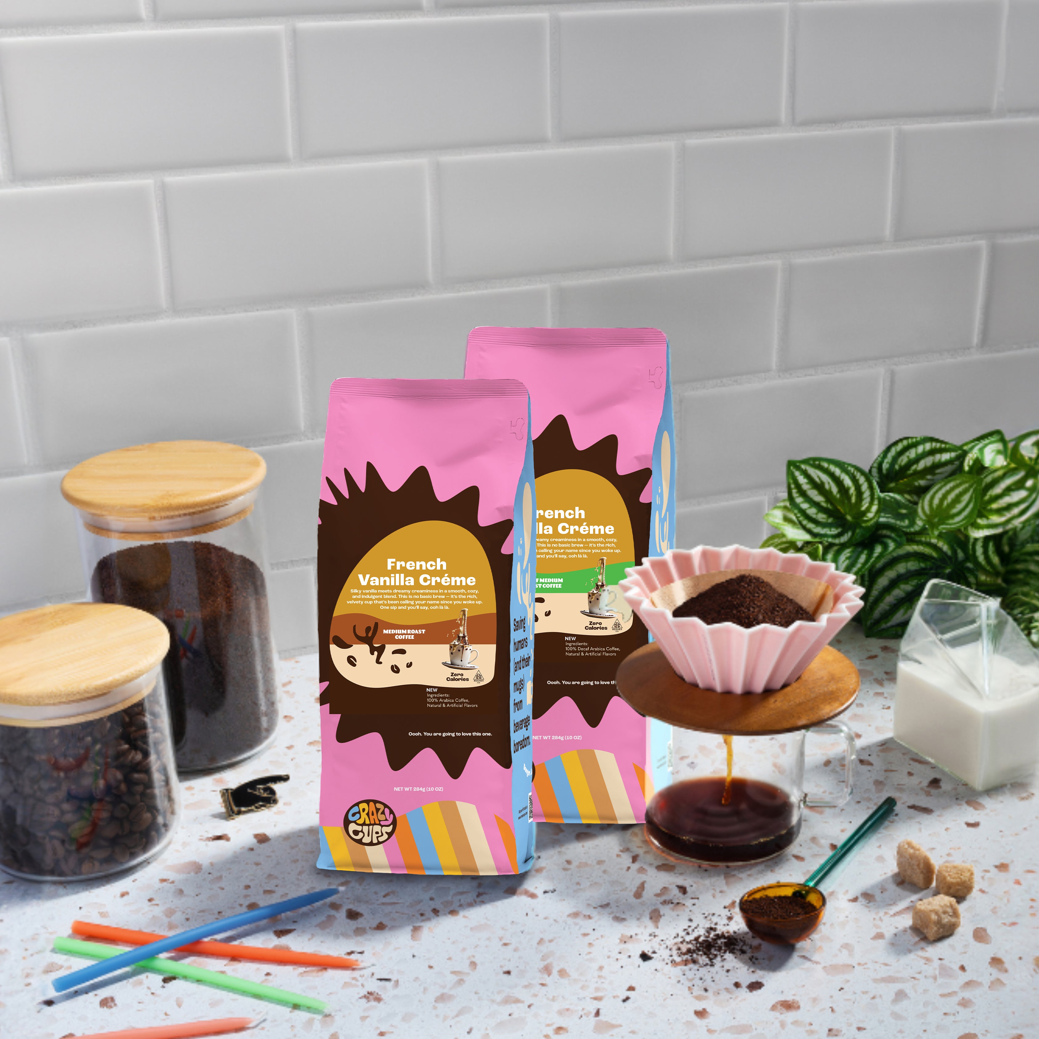 Decaf French Vanilla Crème Flavored Ground Coffee – Crazy Cups