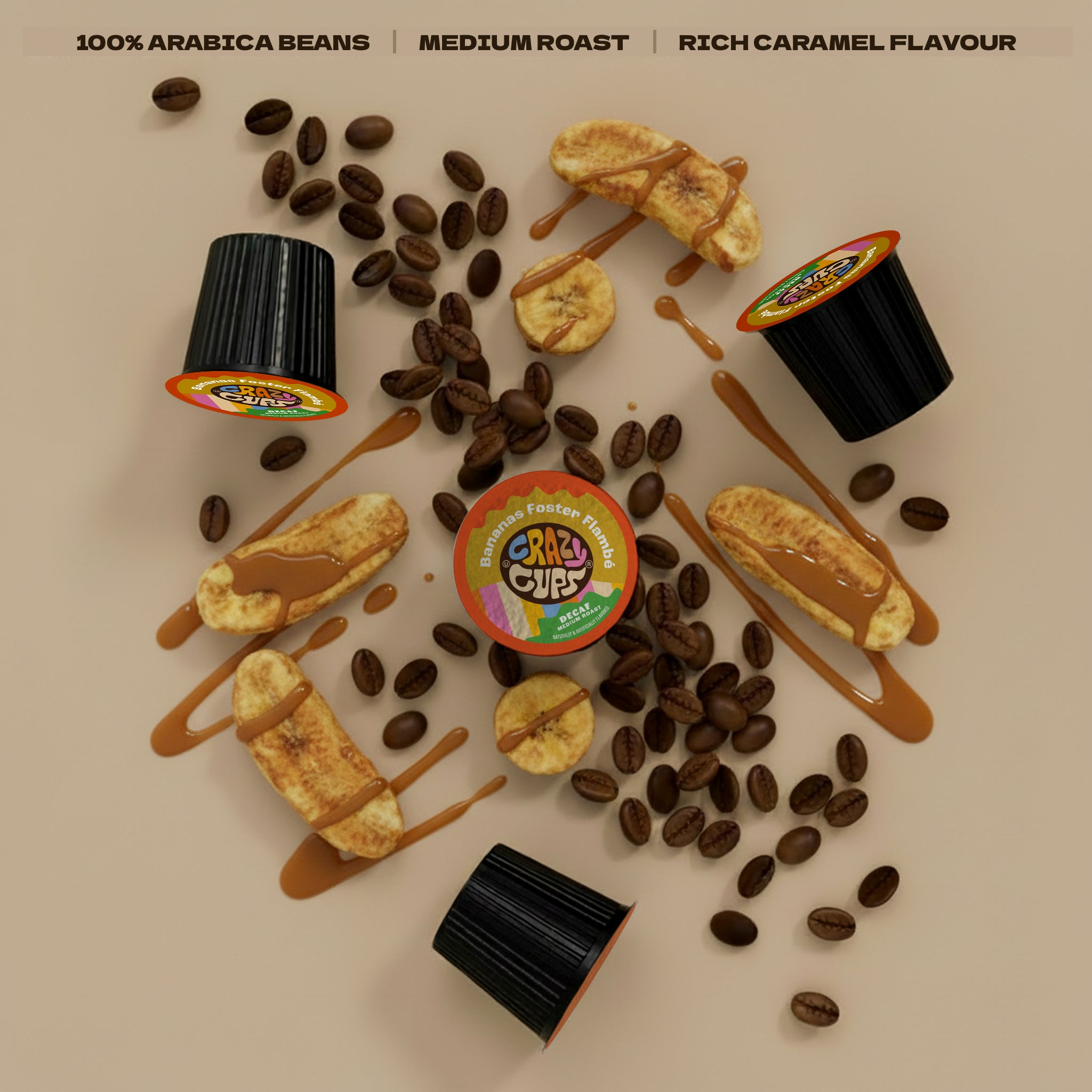 Banana Foster Flambe Decaf Coffee Pods K Cups | Crazy Cups