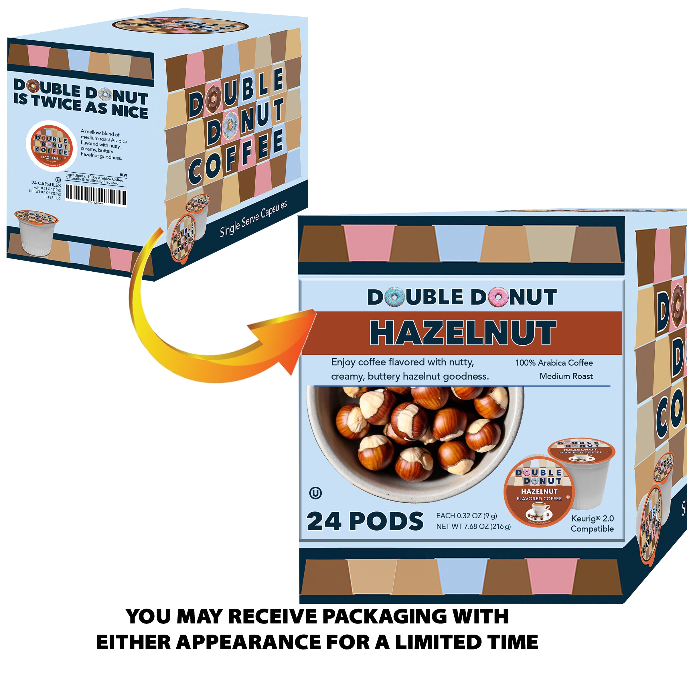 Double Donut Classic Hazelnut Coffee Pods for Keurig K Cups