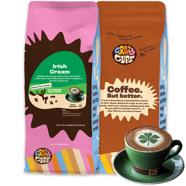 Decaf Irish Cream Flavored Ground Coffee – Crazy Cups