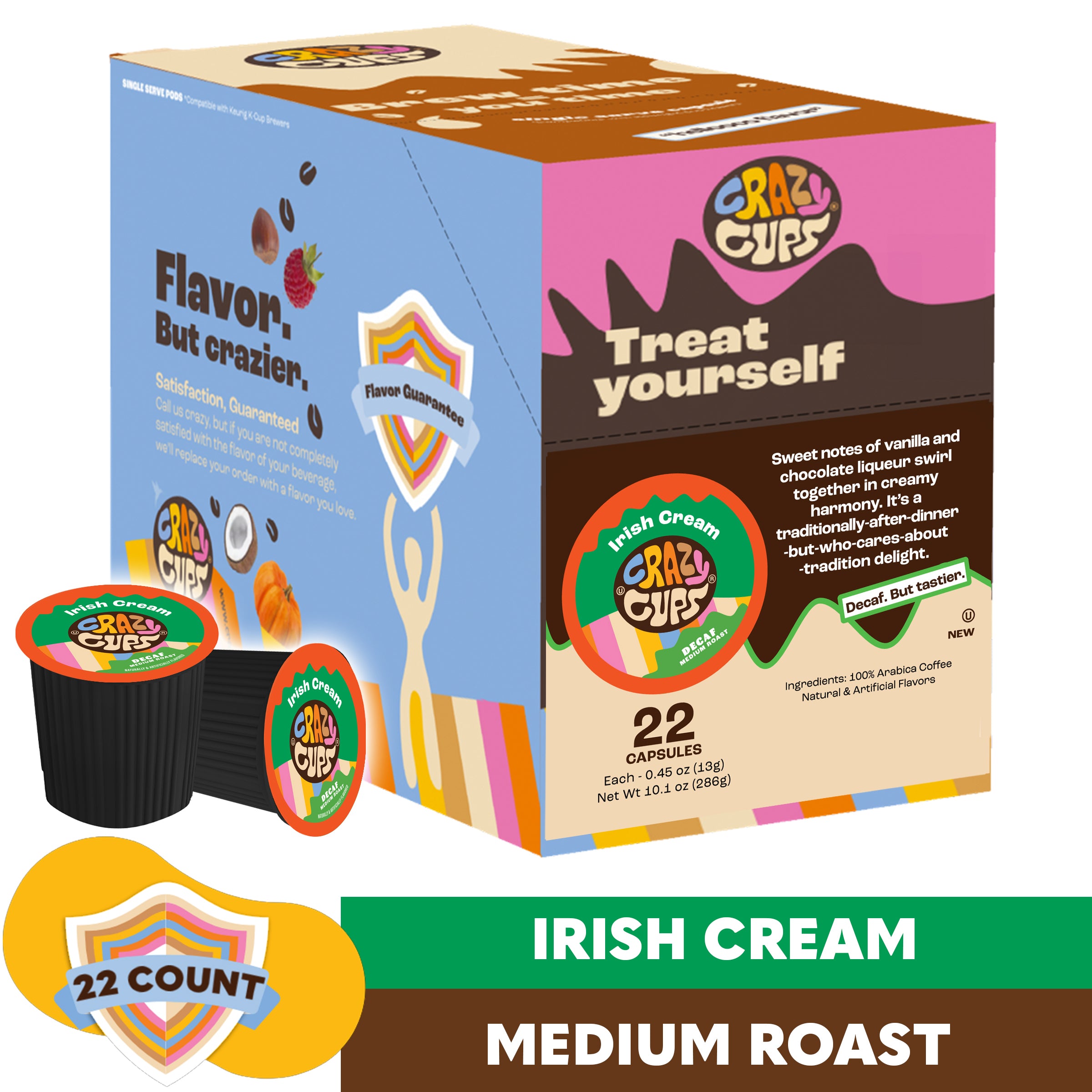 Decaf Irish Cream Flavored Coffee - Crazy Cups