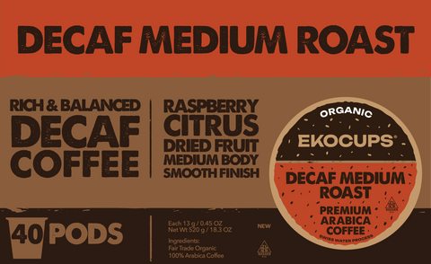 Decaf Medium Roast Organic Fair Trade Coffee Pods