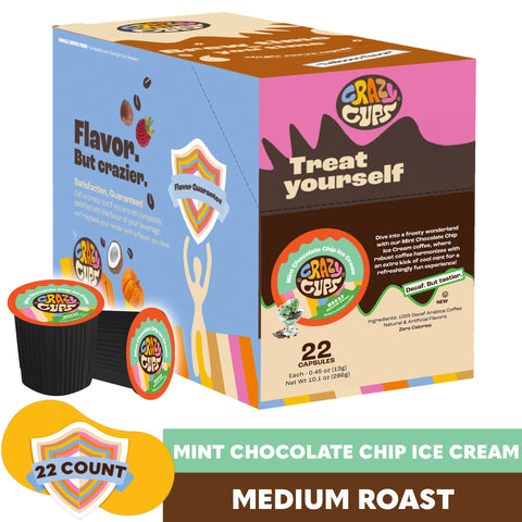 Decaf Mint Chocolate Chip Ice Cream Flavored Coffee Pods
