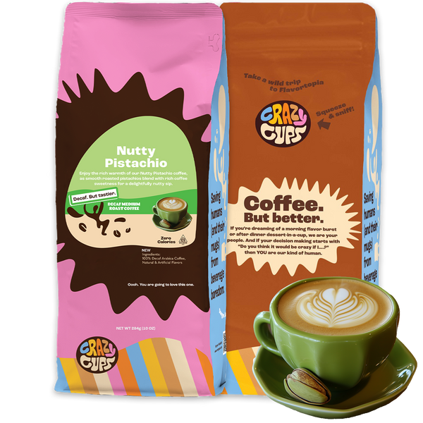 Decaf Nutty Pistachio Flavored Ground Coffee – Crazy Cups