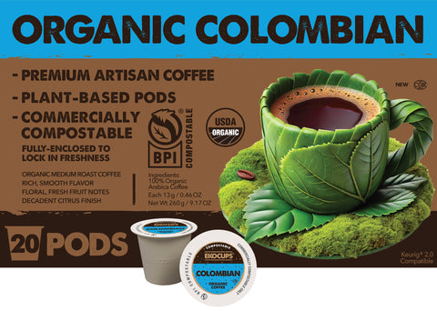 EkoCups Organic Colombian Blend Compostable Coffee Pods