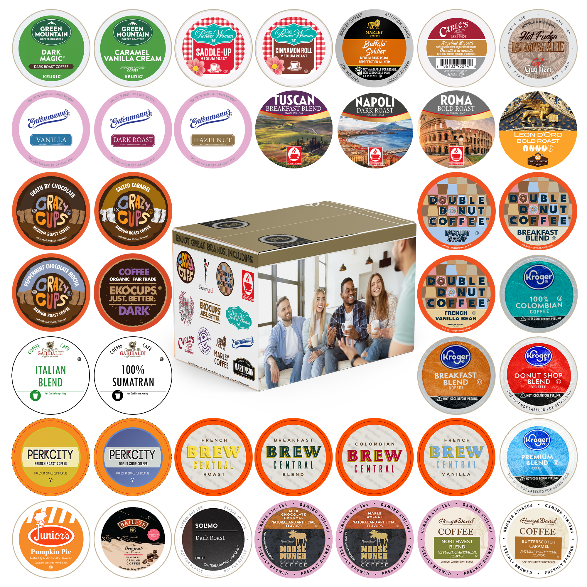 Crazy Cups Single Serve & K Cups Variety Pack Including Dark Roast