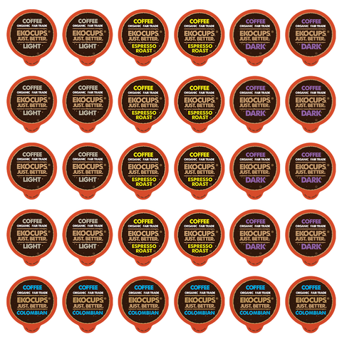 Organic Fair Trade Flavored and Classic Coffee Pod Sampler Pack