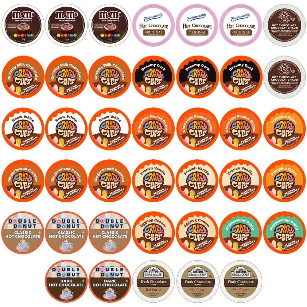 Hot Chocolate Single Serve Cups Variety Pack Sampler by Perfect Samplers Crazy Cups