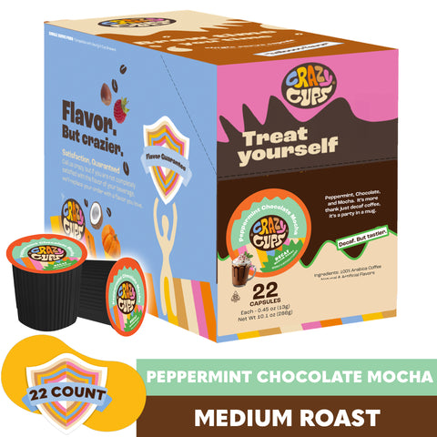 Decaf Peppermint Chocolate Mocha Flavored Coffee Pods
