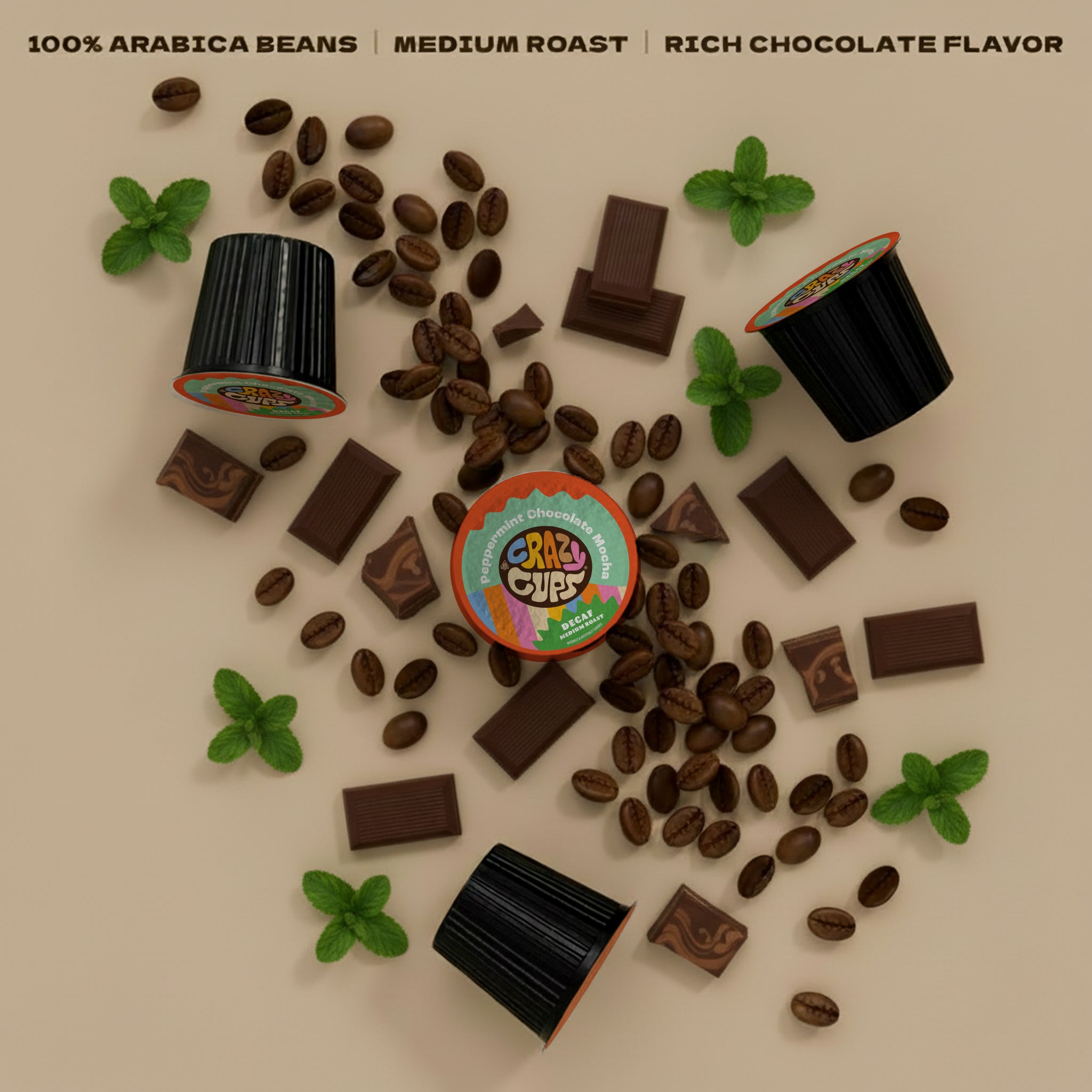 Decaf Peppermint Chocolate Mocha Coffee Pods | Crazy Cups