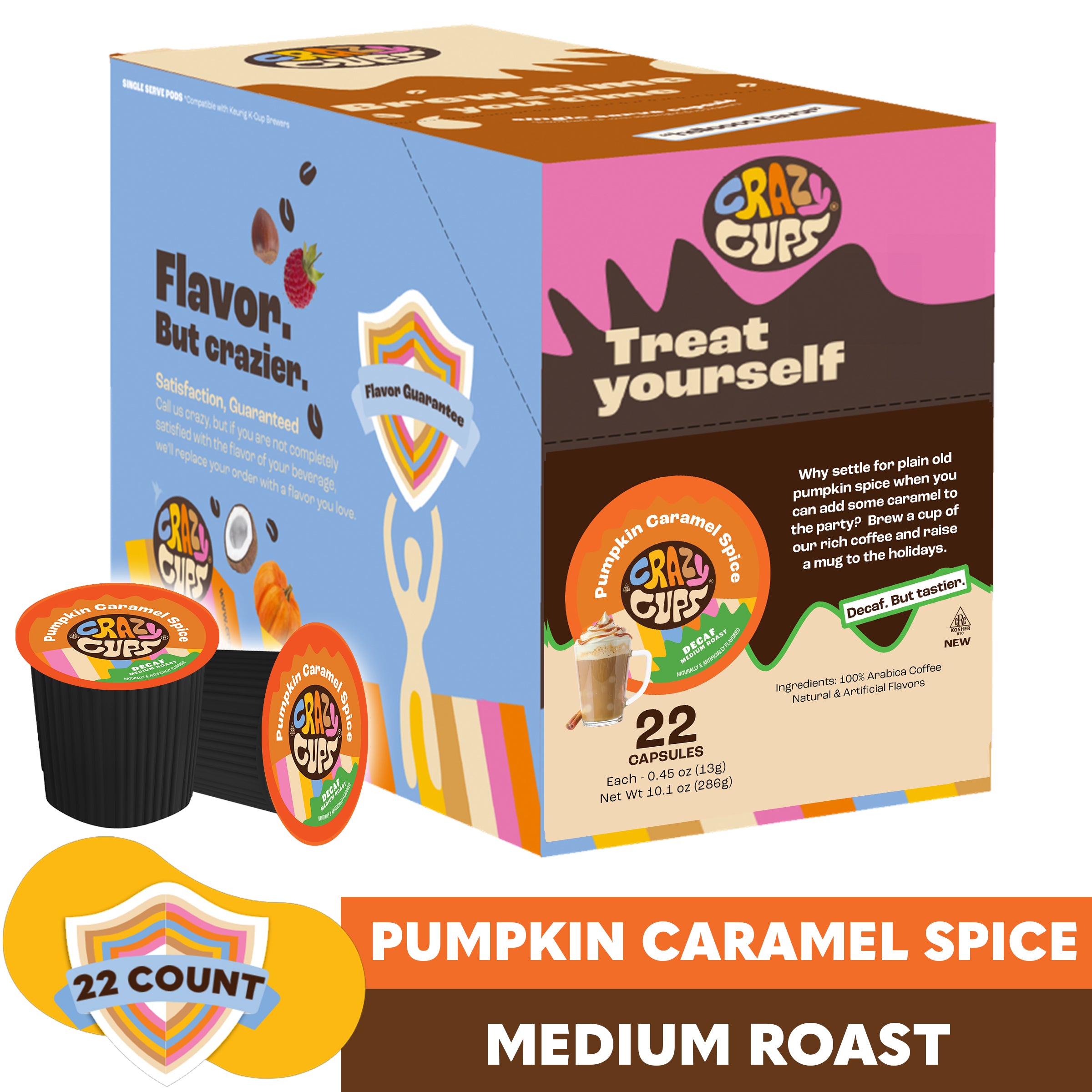 Decaf Pumpkin Caramel Spice Flavored Coffee Pods – Crazy Cups