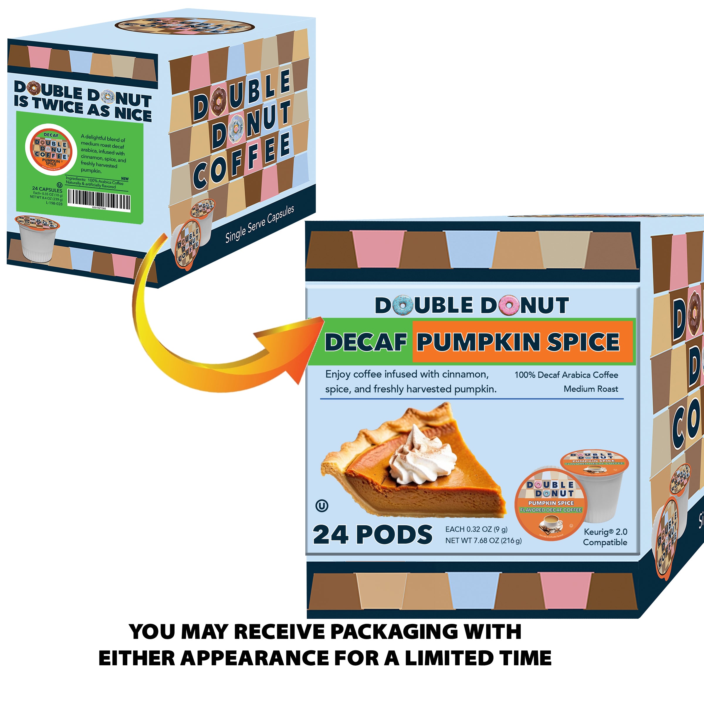 Double Donut Decaf Pumpkin Spice Keurig Compatible Capsules Crazy Cups