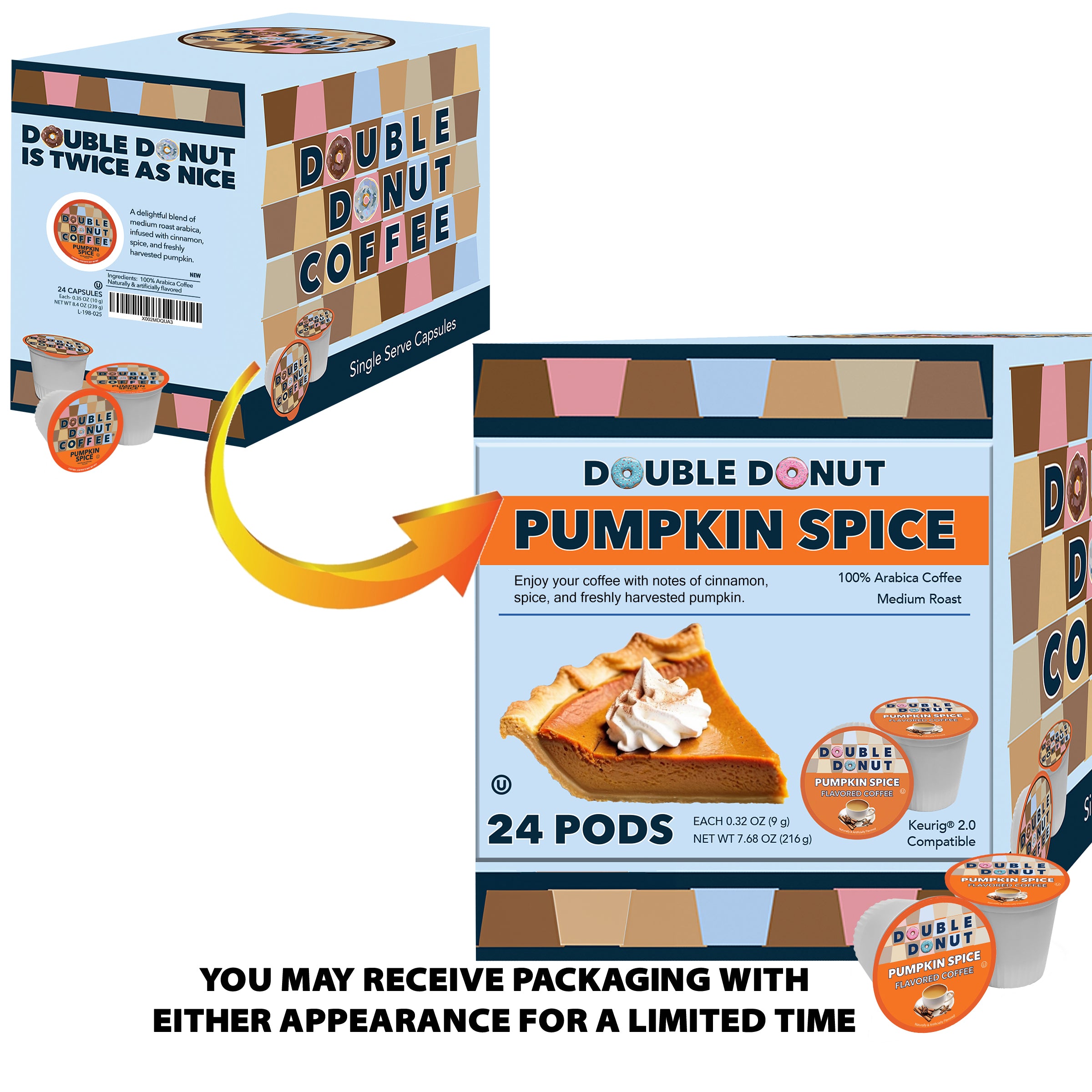Double Donut Pumpkin Pie Flavored Coffee Coffee Pods for Keurig K